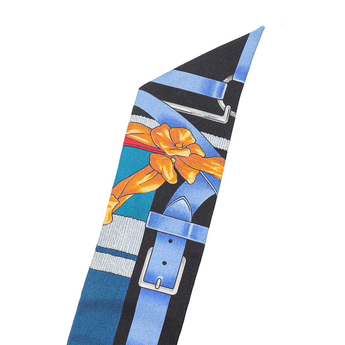 Hermes Blue Multicolor Grand Manege Fleuri Silk Twilly-Hermes-THE CLOSET