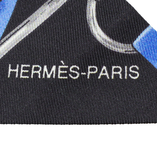 Hermes Blue Multicolor Grand Manege Fleuri Silk Twilly