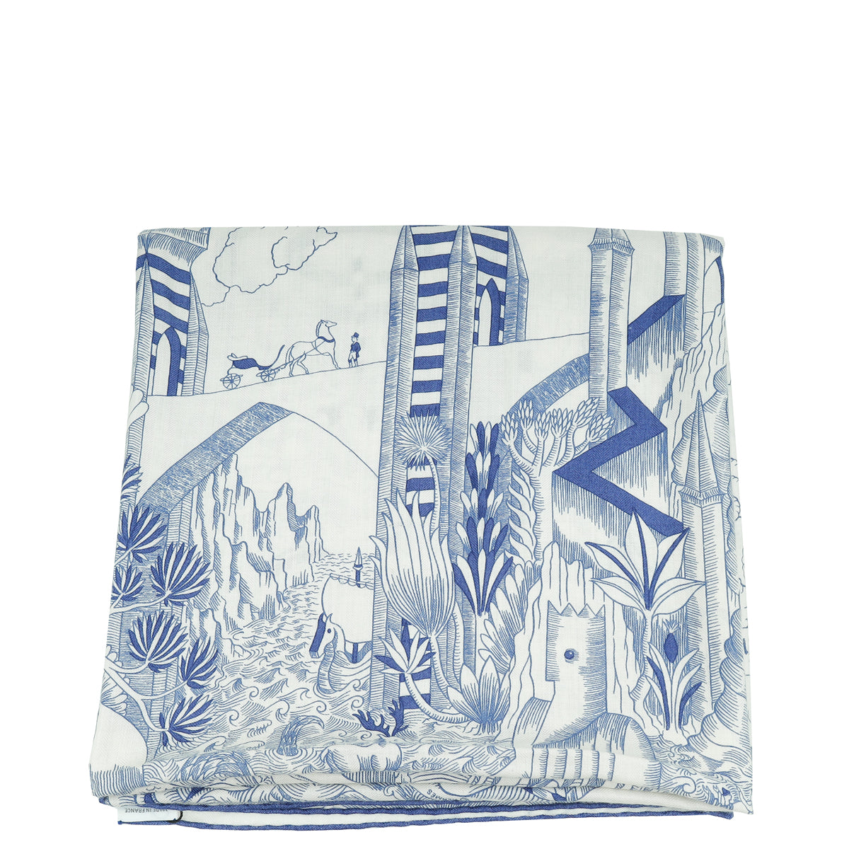 Hermes Bleu Blanc Cosmographia Universalis Cashmere Silk Shawl-Hermes-THE CLOSET