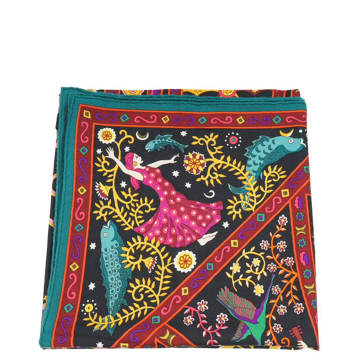 Hermes Tricolor Peuple du Vent Cashmere Silk Shawl-Hermes-THE CLOSET