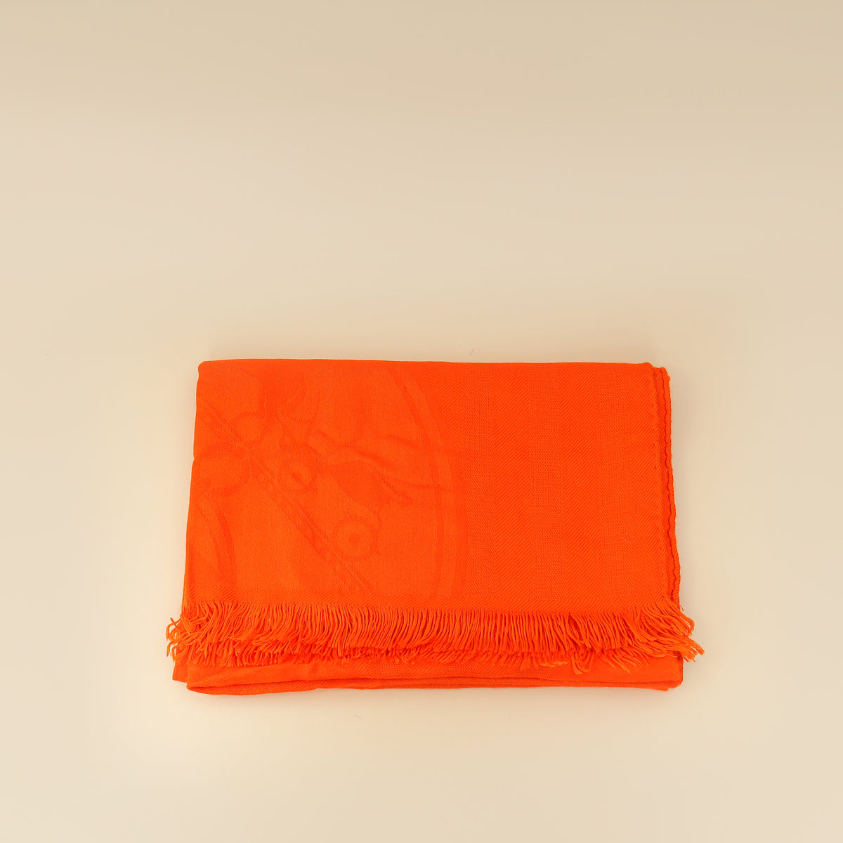 Hermes Orange Vif Libris Cashmere Silk Shawl Stole-Hermes-THE CLOSET