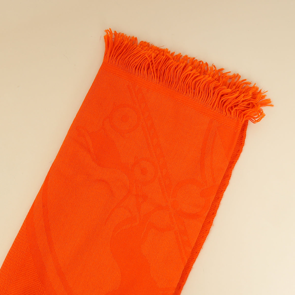 Hermes Orange Vif Libris Cashmere Silk Shawl Stole-Hermes-THE CLOSET
