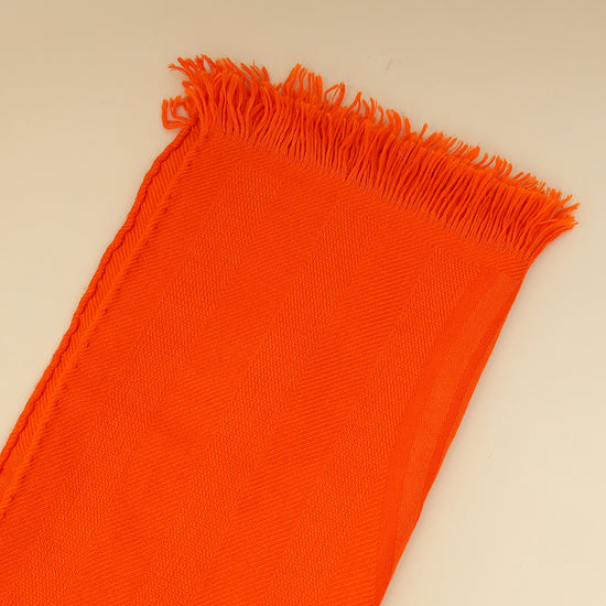 Hermes Orange Vif Libris Cashmere Silk Shawl Stole-Hermes-THE CLOSET