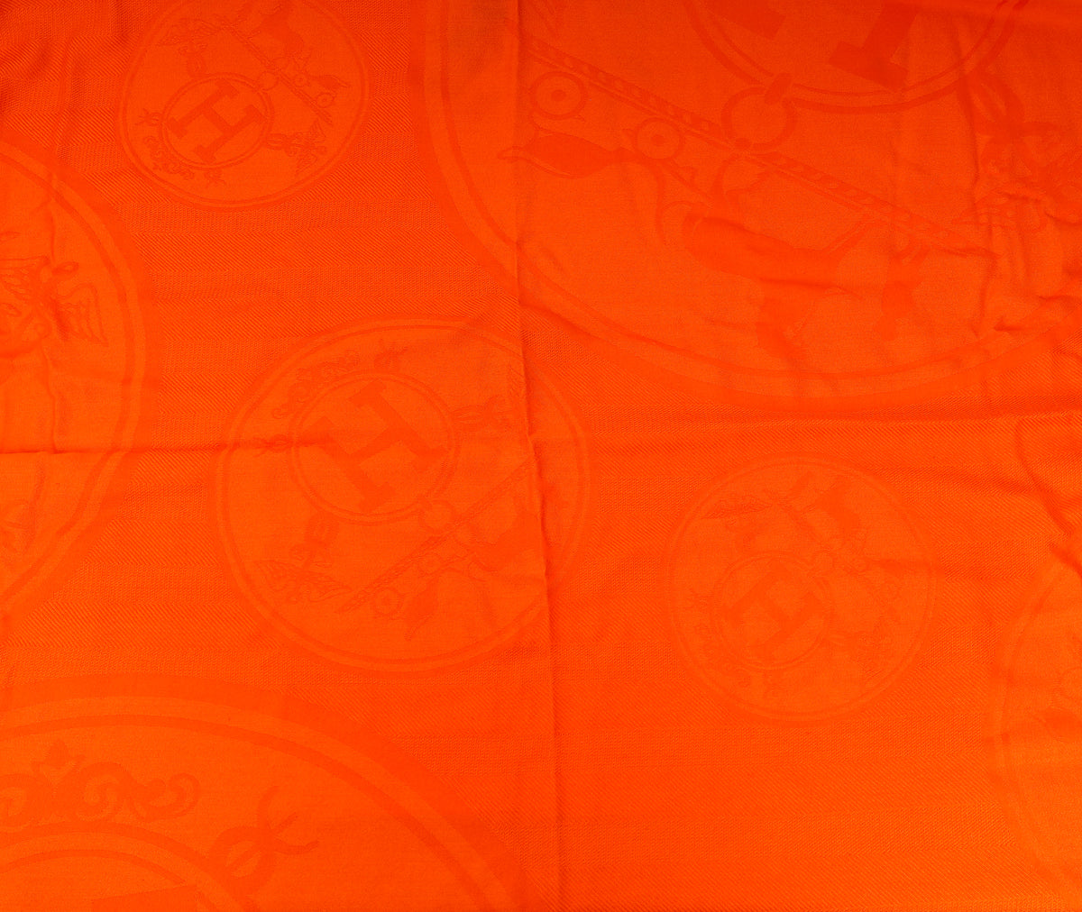 Hermes Orange Vif Libris Cashmere Silk Shawl Stole-Hermes-THE CLOSET