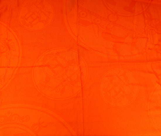 Hermes Orange Vif Libris Cashmere Silk Shawl Stole-Hermes-THE CLOSET