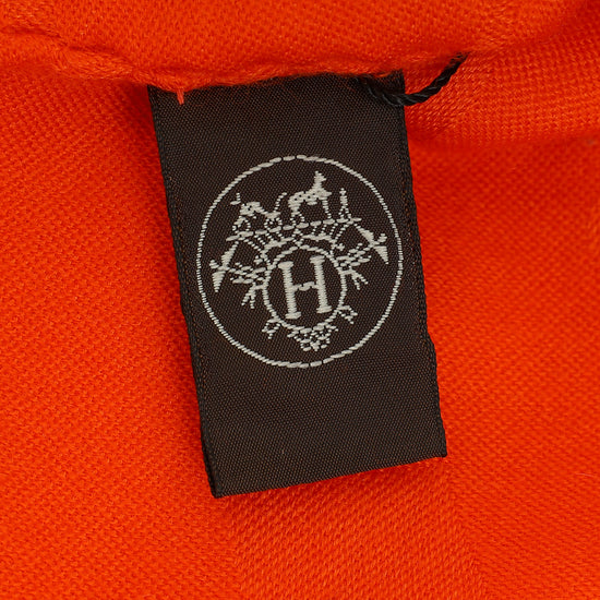 Hermes Orange Vif Libris Cashmere Silk Shawl Stole-Hermes-THE CLOSET
