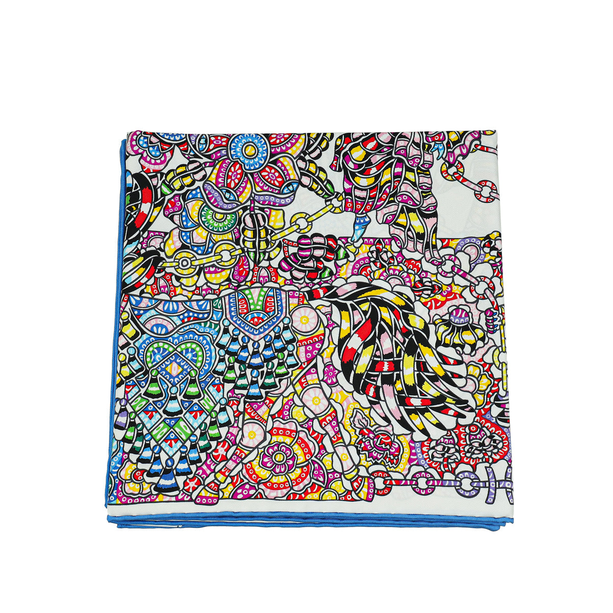 Hermes Blanc Multicolor La Legende De La Foret by Emeline Piot Silk Scarf 90-Hermes-THE CLOSET