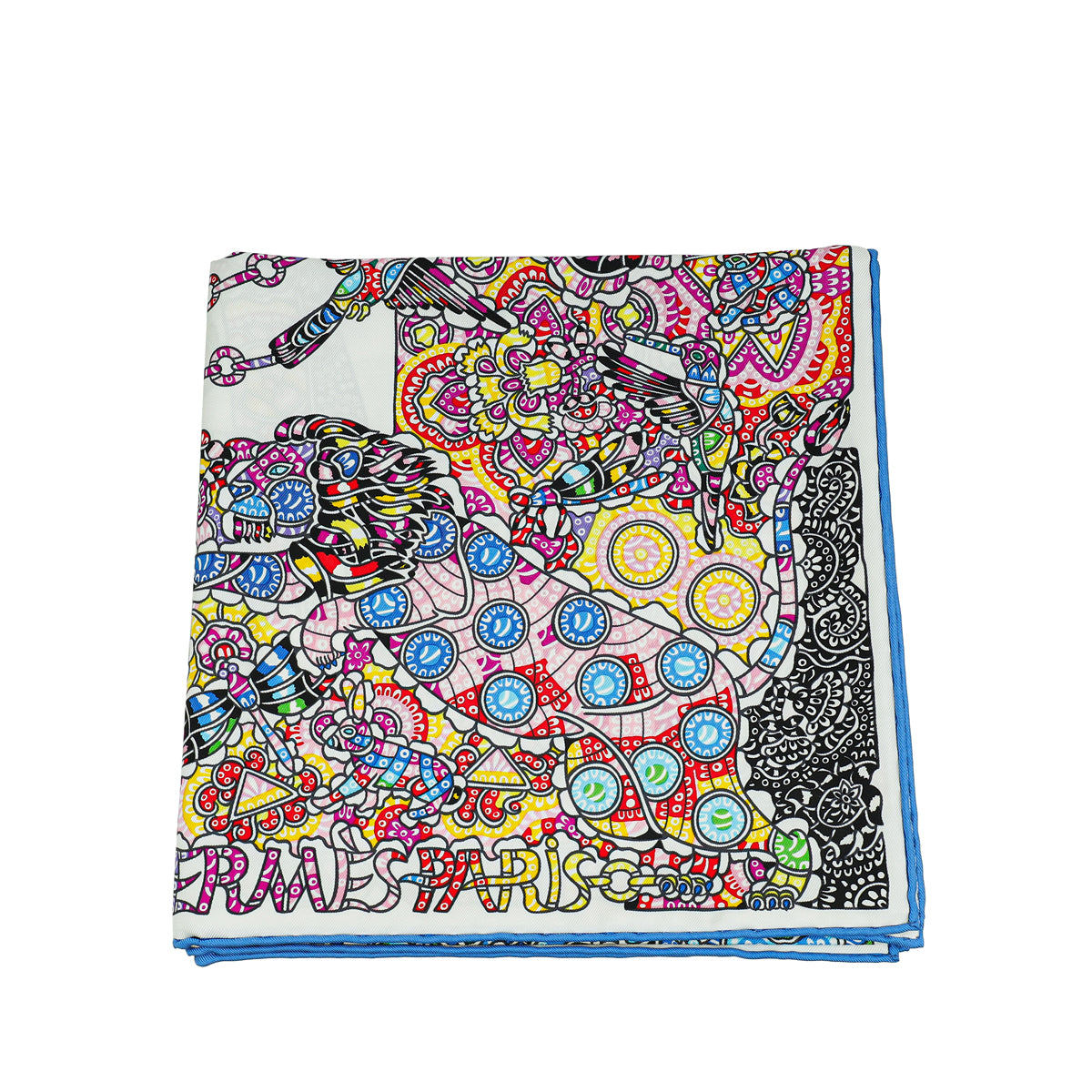 Hermes Blanc Multicolor La Legende De La Foret by Emeline Piot Silk Scarf 90-Hermes-THE CLOSET