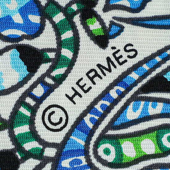 Hermes Blanc Multicolor La Legende De La Foret by Emeline Piot Silk Scarf 90