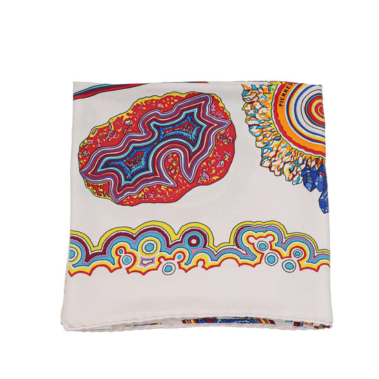 Hermes Multicolor Pierres Et Cristaux Silk Scarf 90