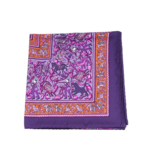 Hermes Multicolor Chasse En Inde Silk Scarf 90