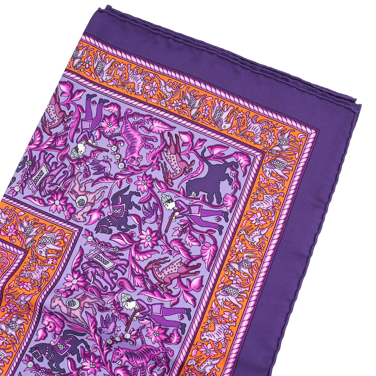 Hermes Multicolor Chasse En Inde Silk Scarf 90