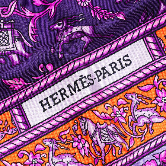 Hermes Multicolor Chasse En Inde Silk Scarf 90