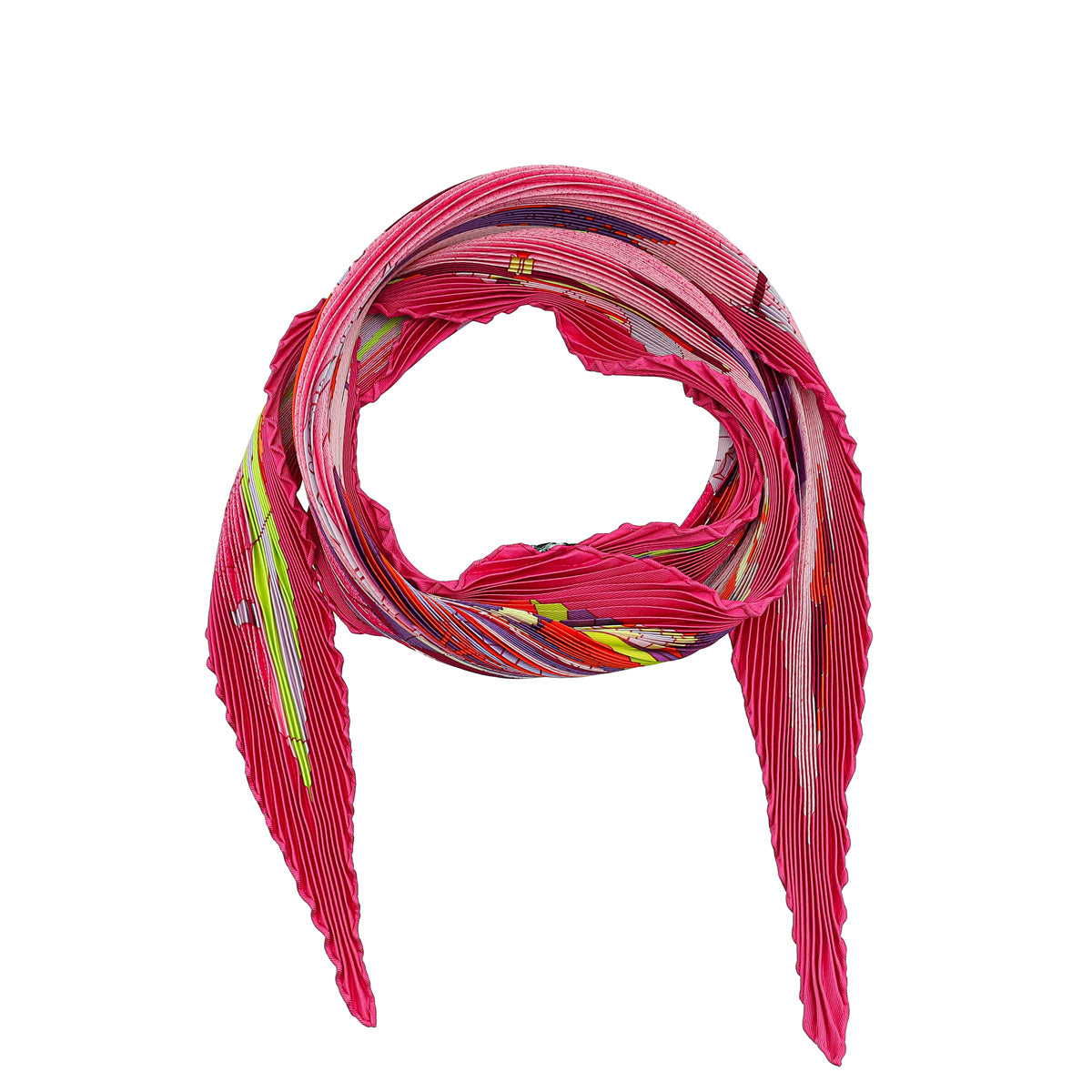 Hermes Multicolor Les Folies Du Ciel II Plisse Silk Scarf-Hermes-THE CLOSET