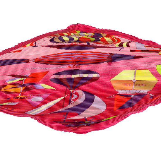 Hermes Multicolor Les Folies Du Ciel II Plisse Silk Scarf