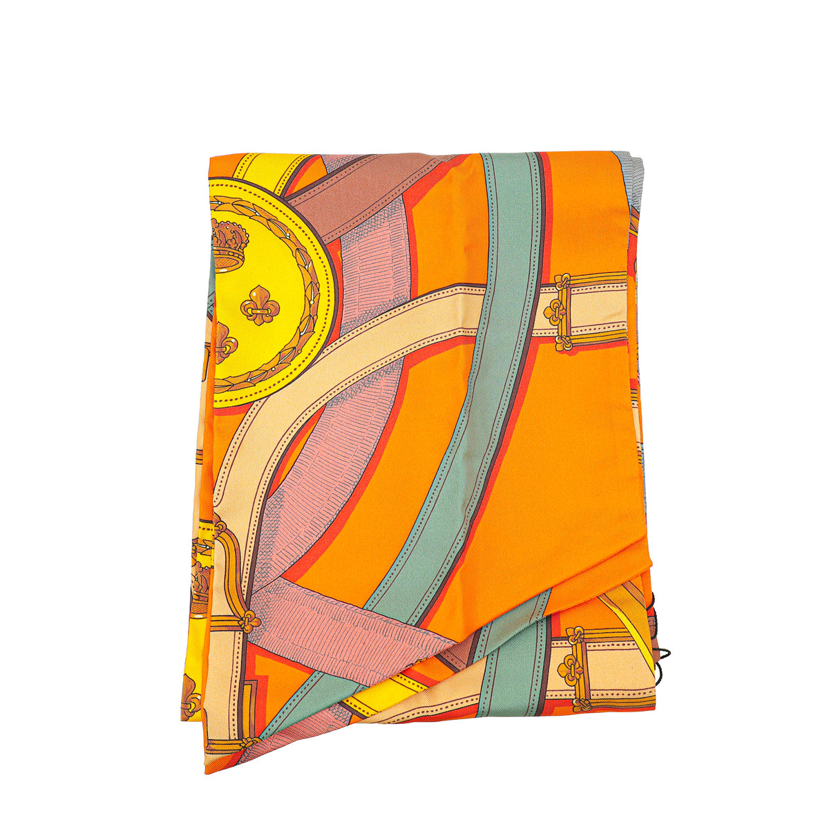 Hermes Orange Multicolor H .D'Origny Printed Silk Maxi Twilly-Hermes-THE CLOSET