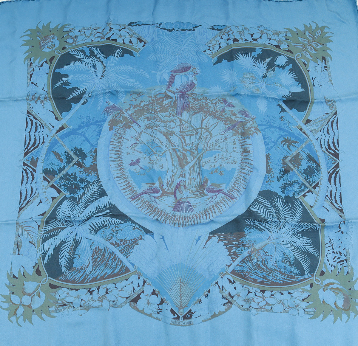 Hermes Bleu Jean Aloha Dip Dye Scarf 70