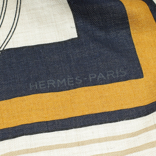 Hermes Tricolor Cashmere Silk Ex-Libris Giant Triangle Scarf