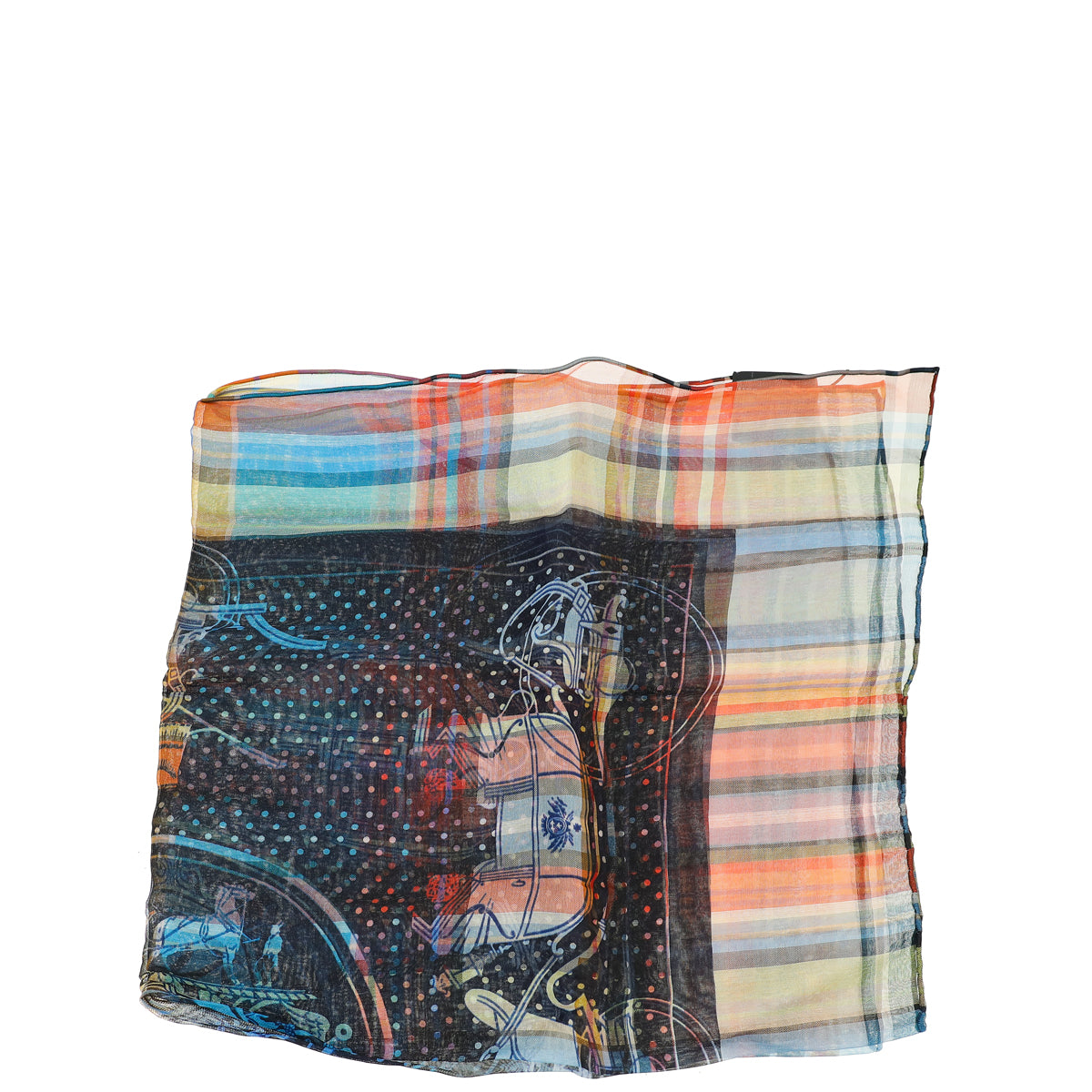 Hermes Multicolor Madras EX Libris Bandana Scarf