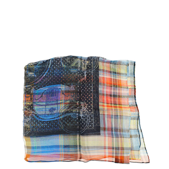 Hermes Multicolor Madras EX Libris Bandana Scarf