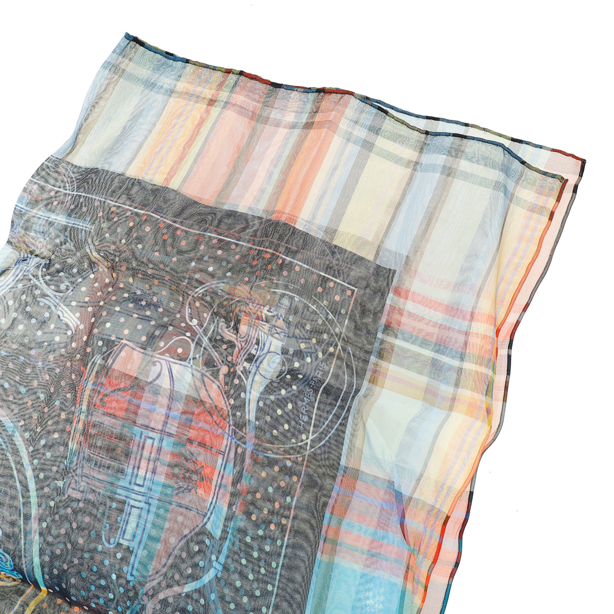 Hermes Multicolor Madras EX Libris Bandana Scarf