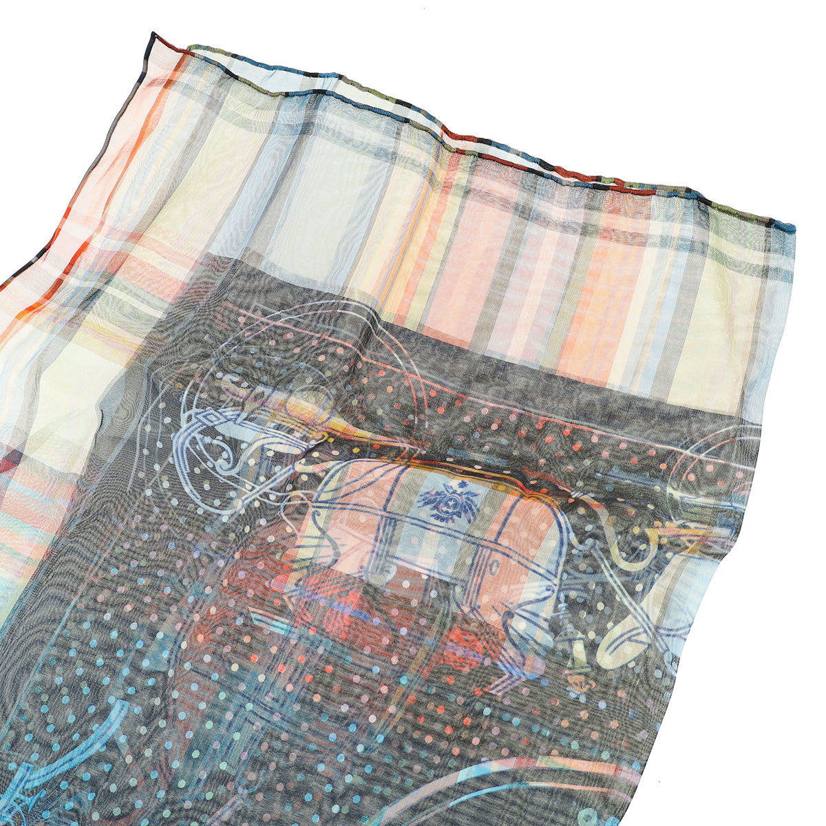 Hermes Multicolor Madras EX Libris Bandana Scarf