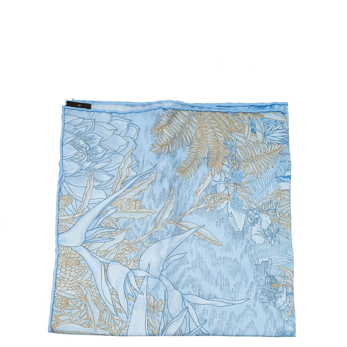 Hermes Bleu Azure Carré Faubourg Tropical Silk Twill Scarf