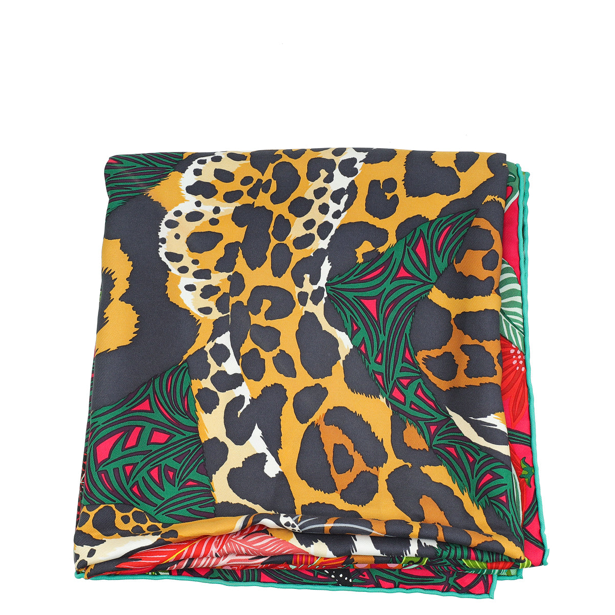 Hermes Bicolor Silk Jaguar Quetzal 90 Scarf