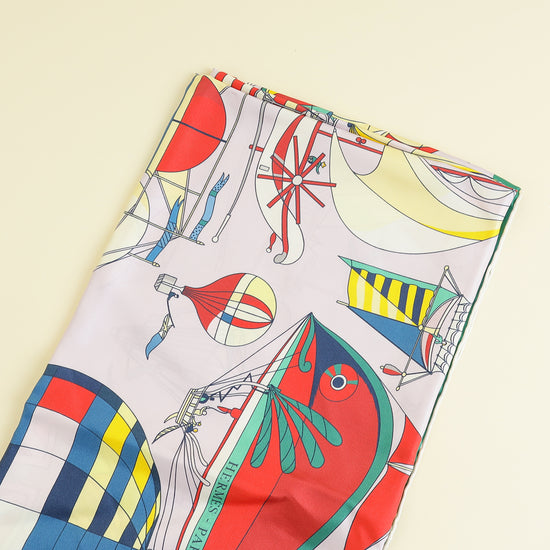Hermes Multicolor Les Folies Du Ciel Scarf 90