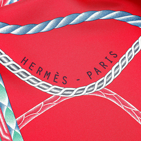 Hermes Red Multicolor Robe Du Soir Silk Scarf