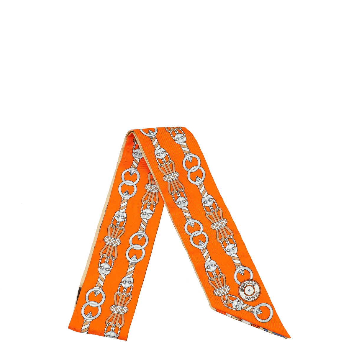 Hermes Orange Multicolor Harnais en Rosace Silk Twilly-Hermes-THE CLOSET