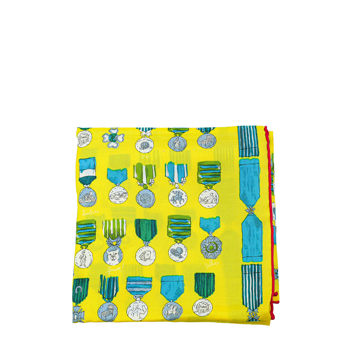 Hermes Yellow Multicolor Print Cotton Silk Scarf-Hermes-THE CLOSET