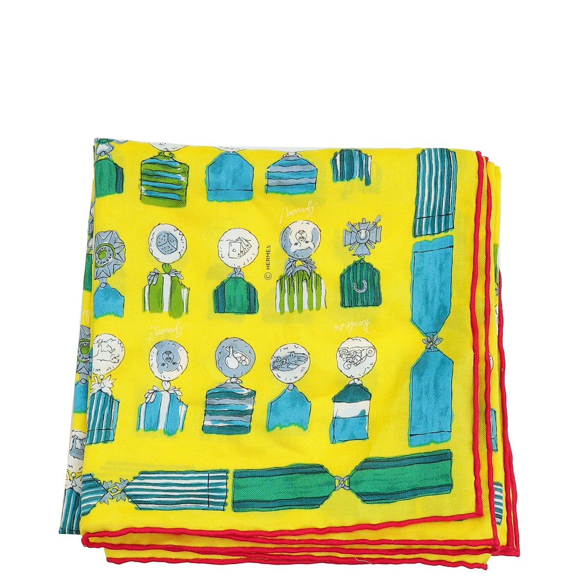 Hermes Multicolor Print Cotton Silk Square Scarf-Hermes-THE CLOSET