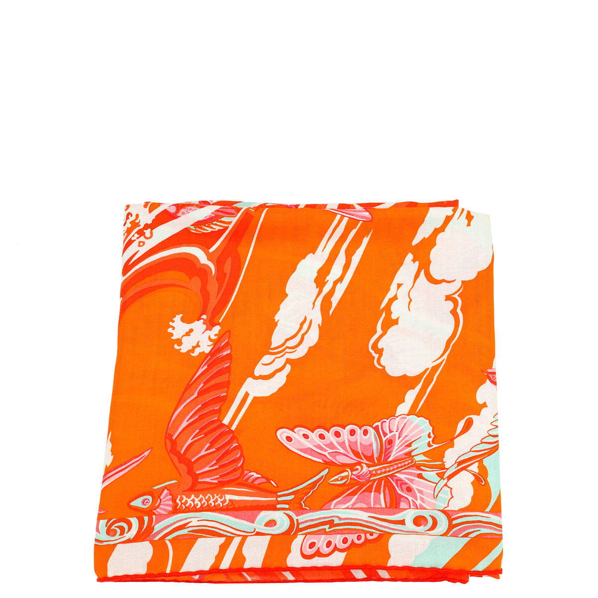 Hermes Multicolor De La Mer Au Ciel Cashmere Silk 140 Shawl-Hermes-THE CLOSET