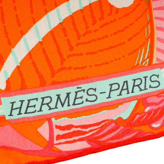 Hermes Multicolor De La Mer Au Ciel Cashmere Silk 140 Shawl