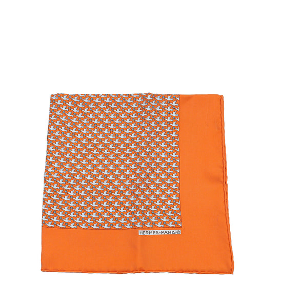 Hermes Orange Multicolor Silk Scarf