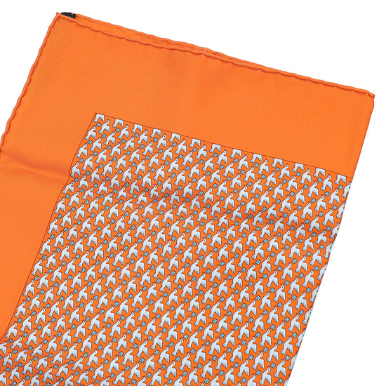 Hermes Orange Multicolor Silk Scarf