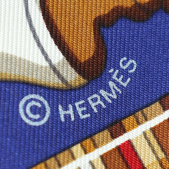 Hermes Blue Multicolor Les Cannes Silk Scarf