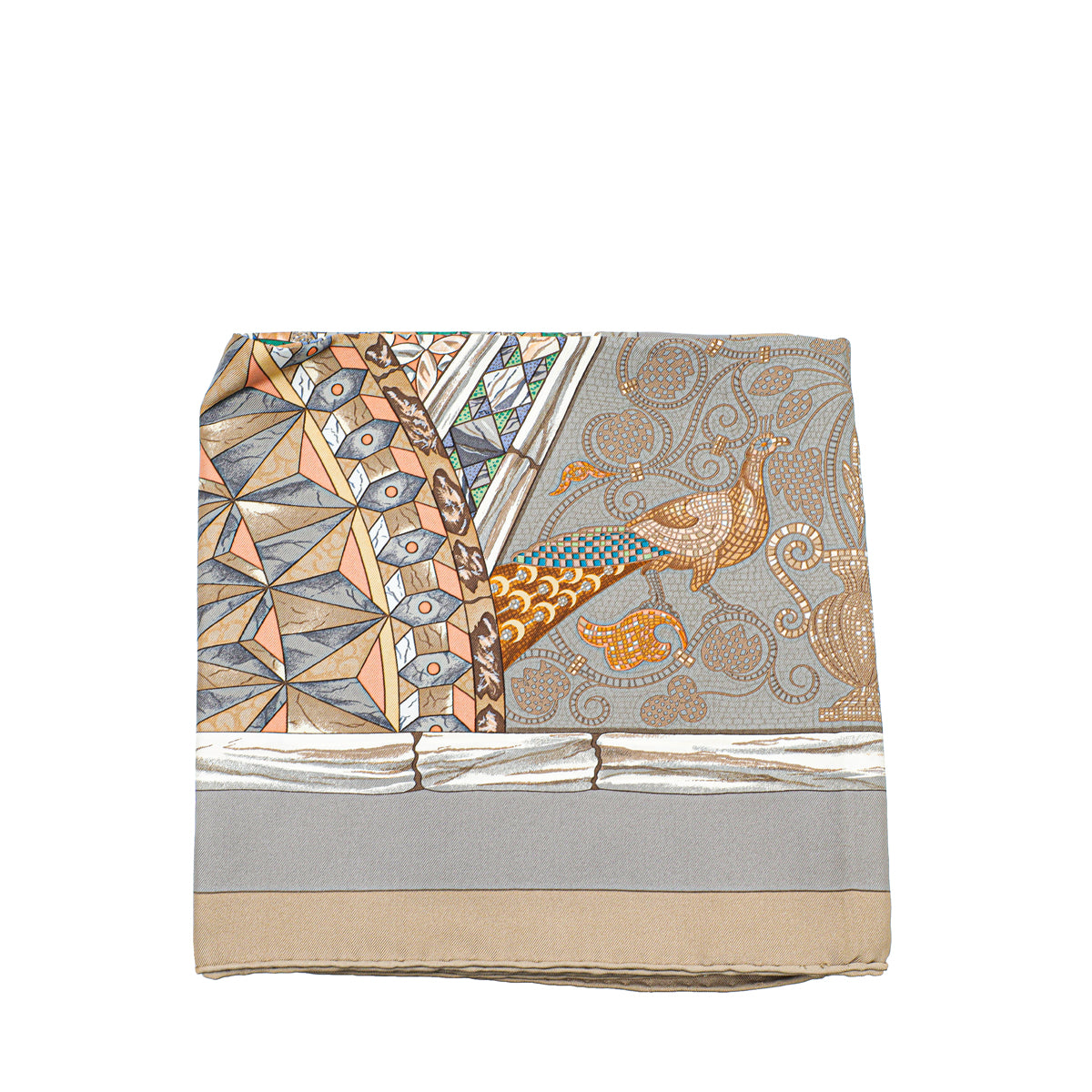 Hermes Grey Multicolor Silk Trophees de Venise Silk Scarf-Hermes-THE CLOSET