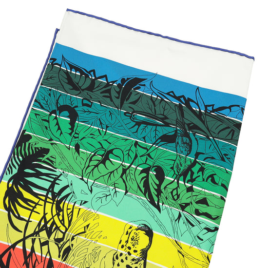 Hermes Tricolor Jungle Love Rainbow Silk Scarf 90