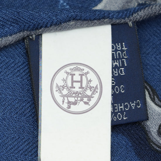 Hermes Bicolor Cheval Dechaine Rectangle Cashmere Scarf