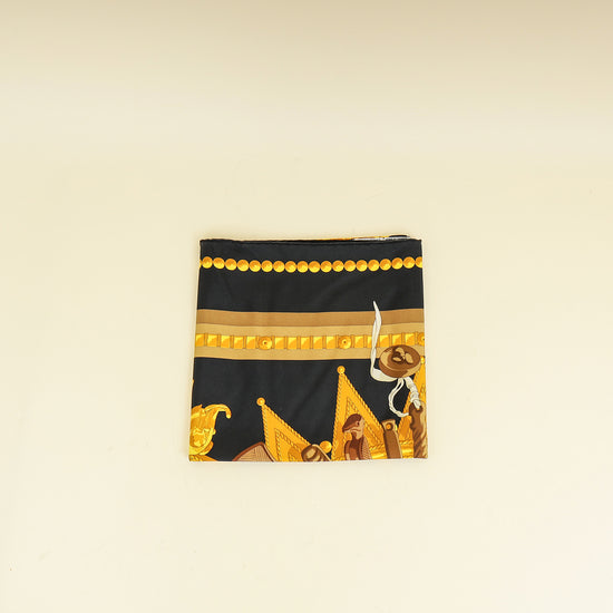 Hermes Noir Multicolor Cuillers D'afrique Silk Scarf 90