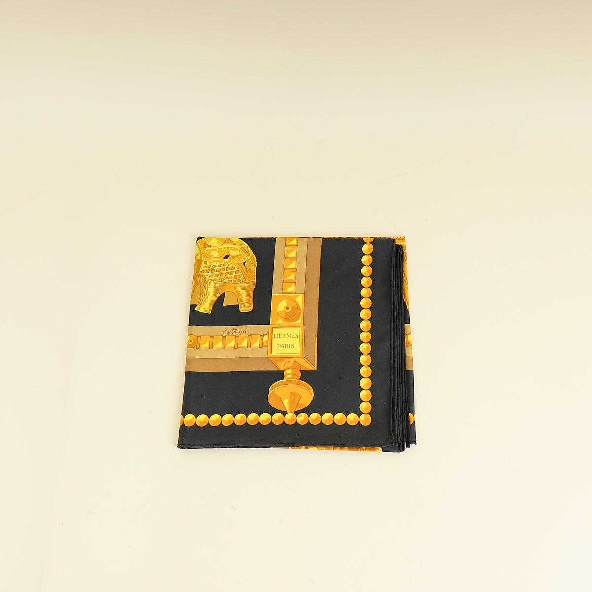 Hermes Noir Multicolor Cuillers D'afrique Silk Scarf 90