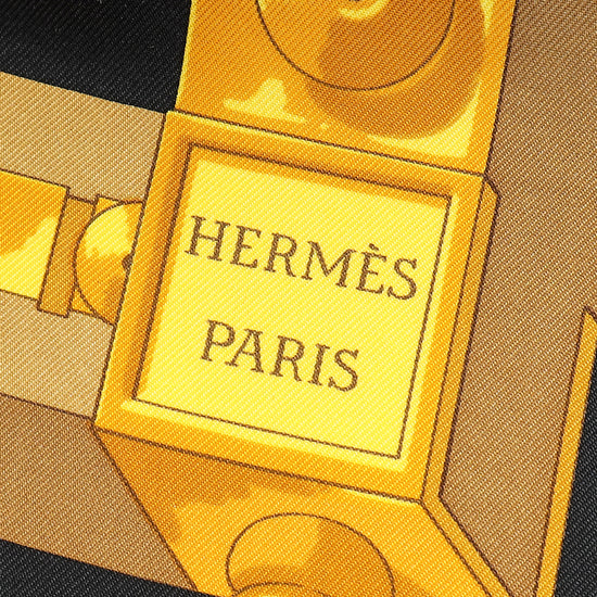 Hermes Noir Multicolor Cuillers D'afrique Silk Scarf 90