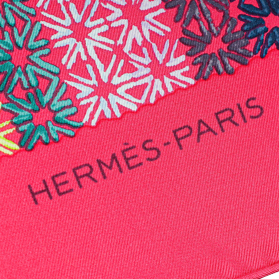 Hermes Pink Multicolor The Rhythm of China Silk Scarf 90