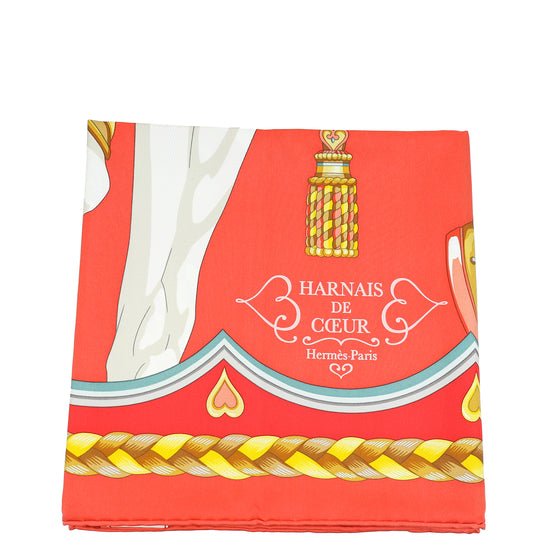 Hermes Tricolor Harnais De Coeur Silk Scarf 90