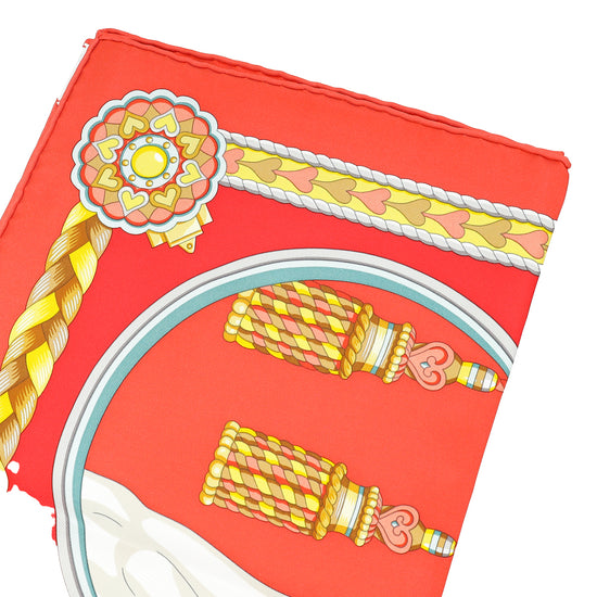 Hermes Tricolor Harnais De Coeur Silk Scarf 90