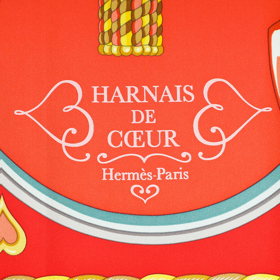 Hermes Tricolor Harnais De Coeur Silk Scarf 90