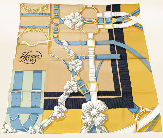Hermes Tricolor Grand Manege Detail Silk Scarf 70-Hermes-THE CLOSET
