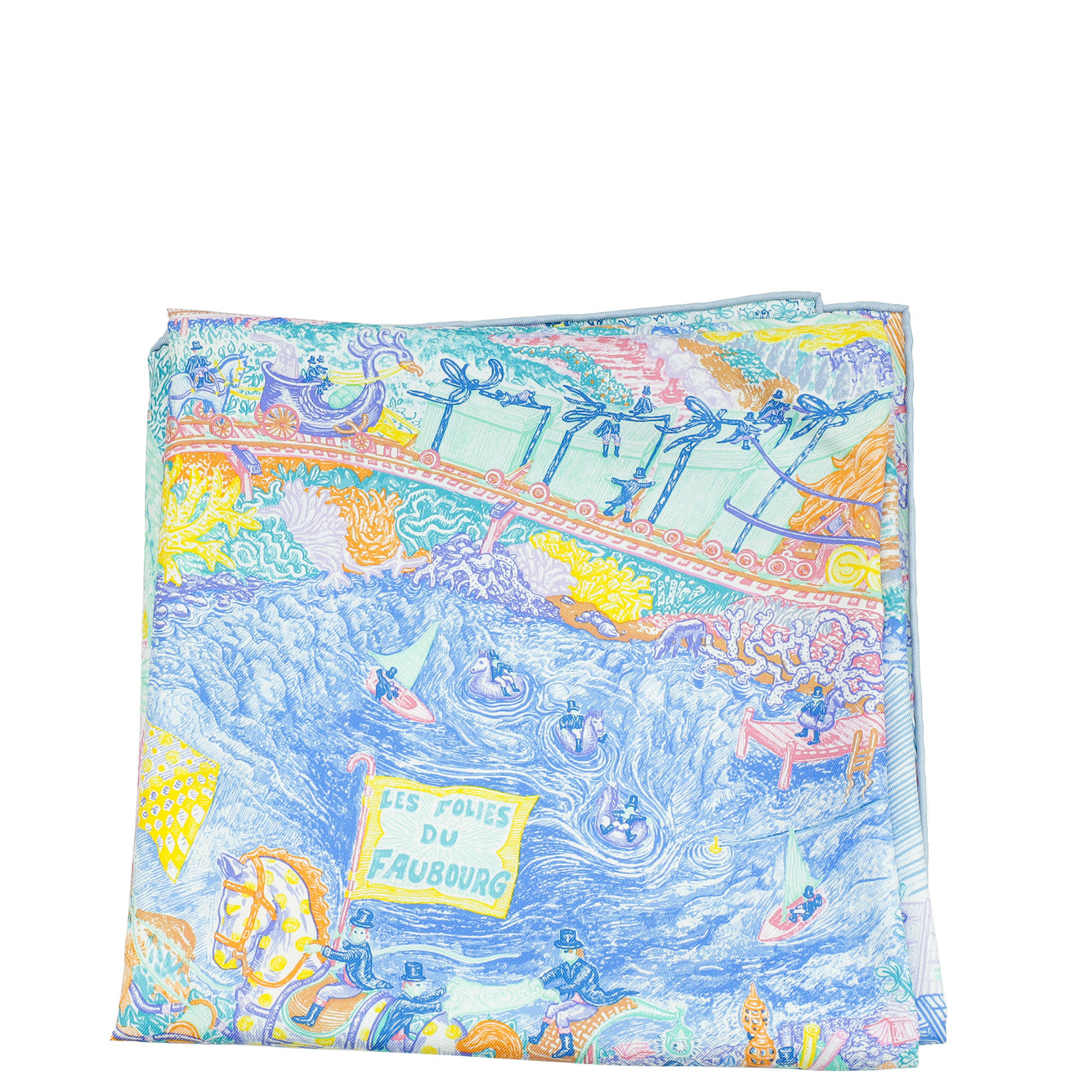 Hermes Tricolor Les Folies Du Faubourg Scarf 90-Hermes-THE CLOSET